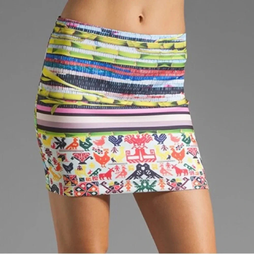 Clover Canyon Vintage Surf Shack Neoprene Bodycon Fitted Mini Skirt Size XS
